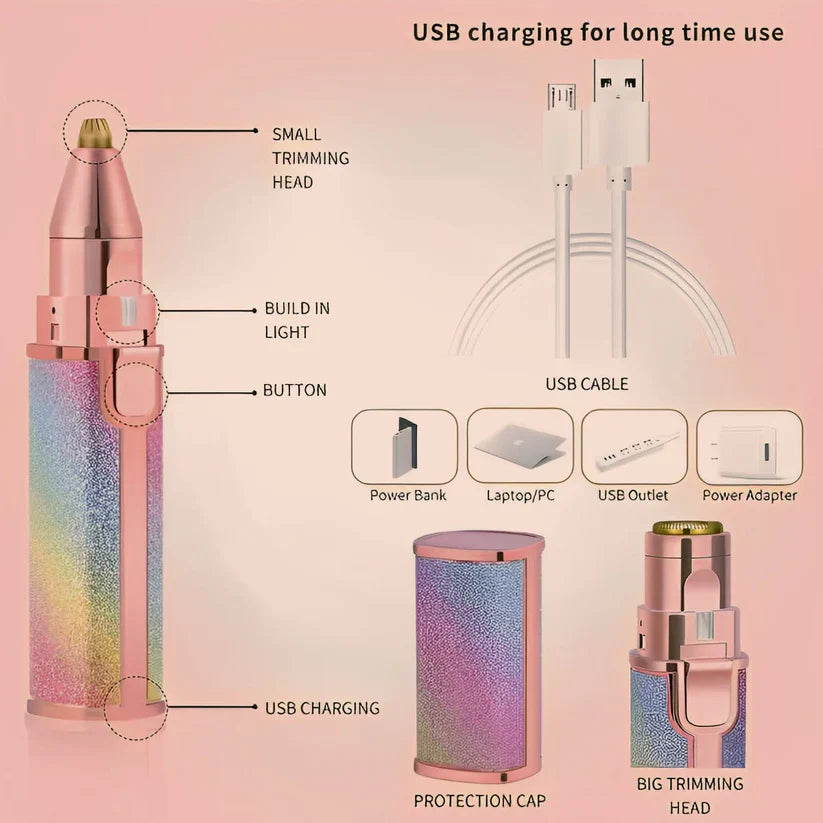 2 in 1 Facial Trimmer for Women (Rechargeable)